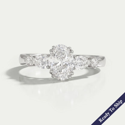 Oval And Pear Lab Diamond Five Stone Engagement Ring Rings