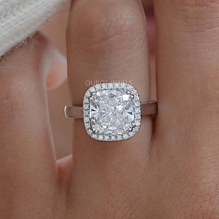 Cushion Lab Grown Diamond Halo Engagement Ring Rings