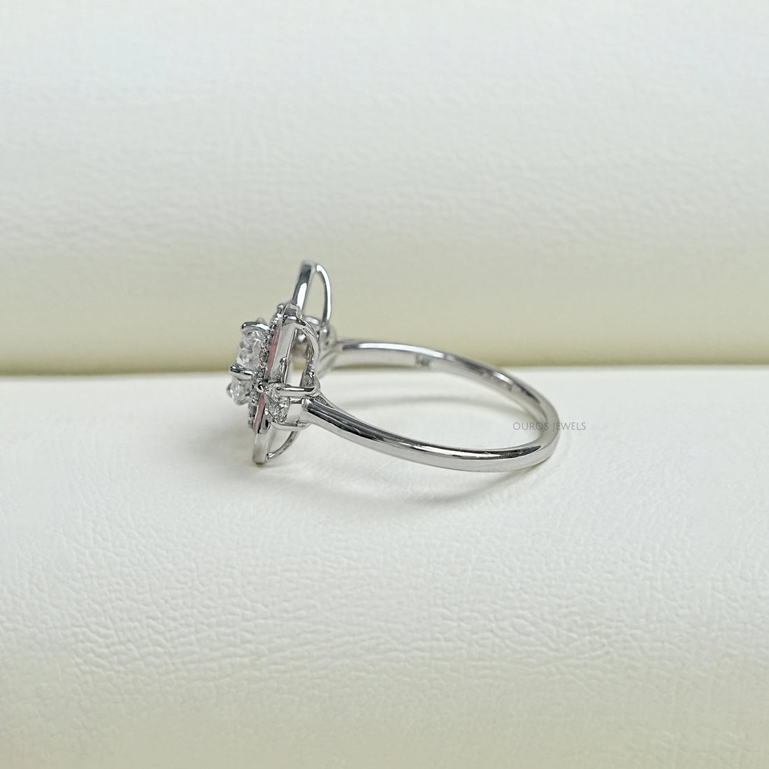 Floral Diamond With Pink Enamel Ring Ring