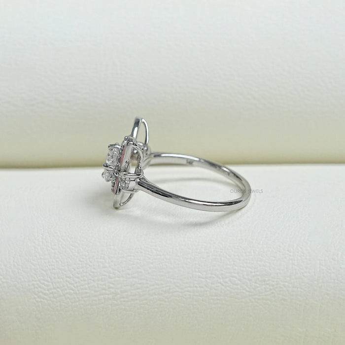 Floral Diamond With Pink Enamel Ring Ring