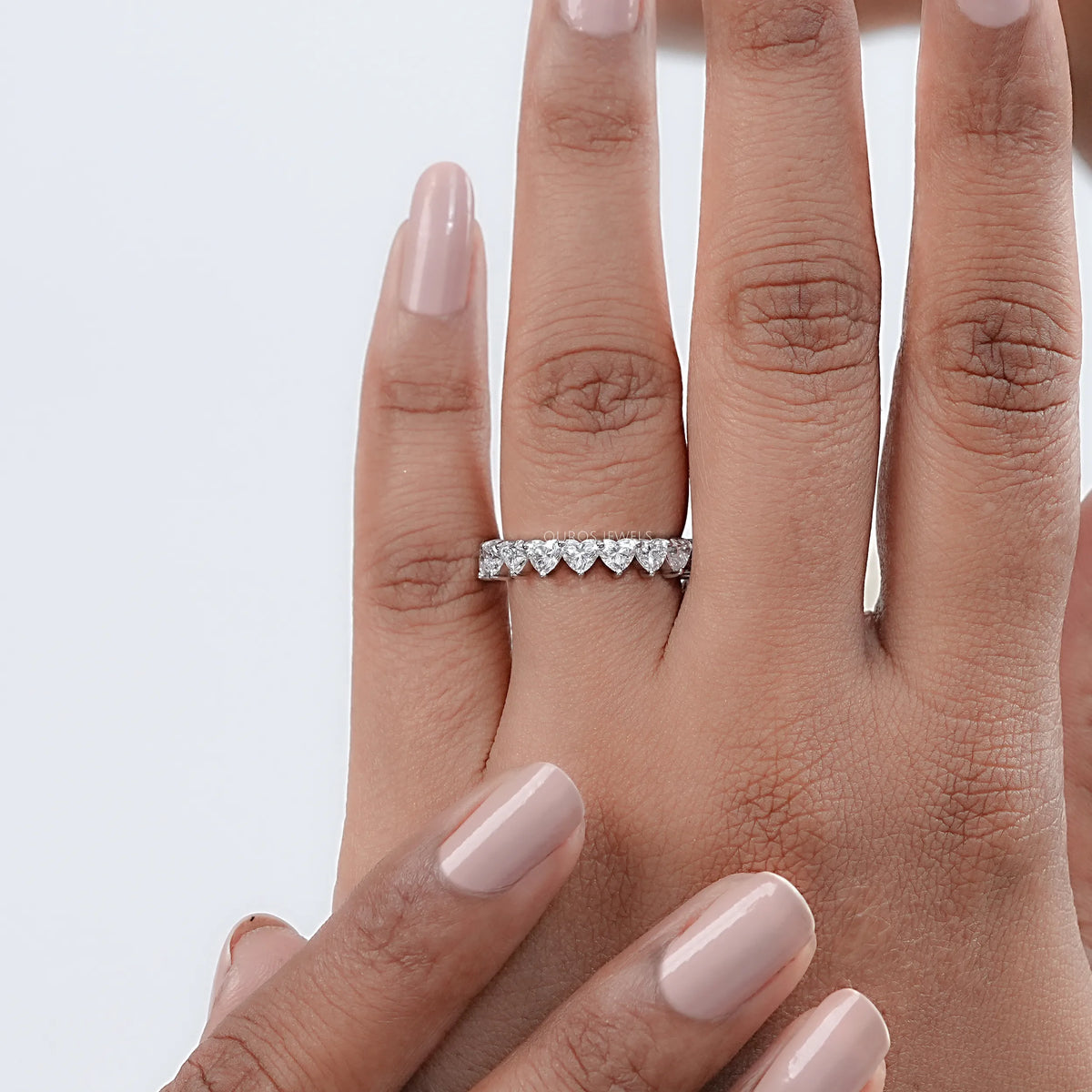 Heart Cut Lab Grown Diamond Wedding Band Rings