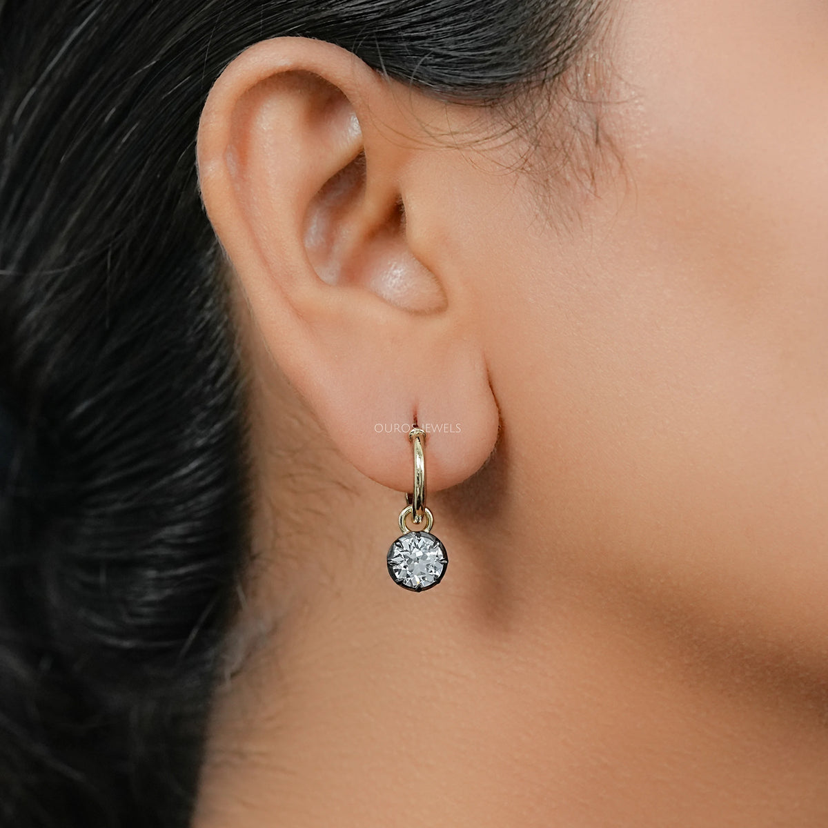 Trio Rosenschliff Runde Diamant-Halo-Ohrstecker