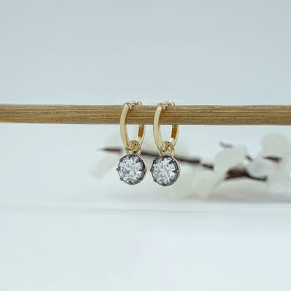 Trio Rosenschliff Runde Diamant-Halo-Ohrstecker