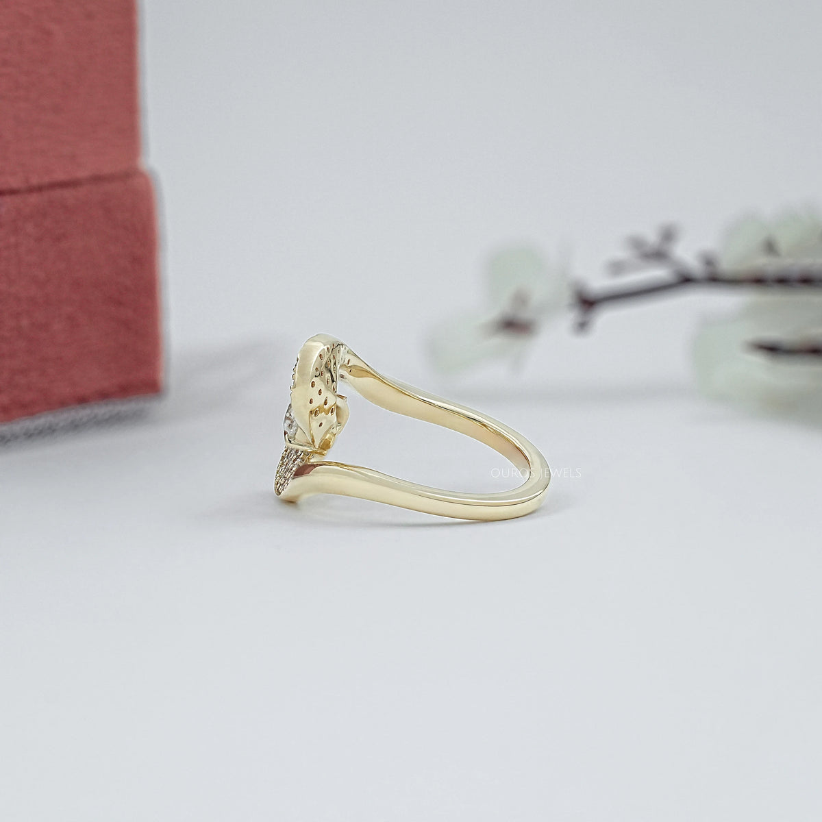 Old Mine Moval Diamond Bypass Accent Ring Ring