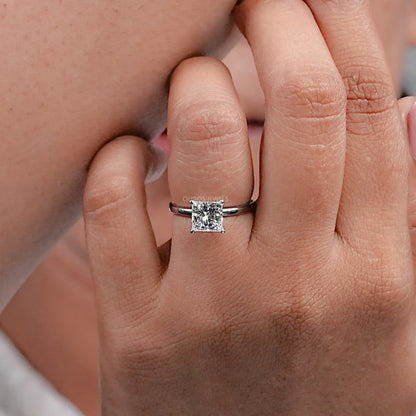 Square Radiant Lab Grown Diamond Solitaire Ring Rings