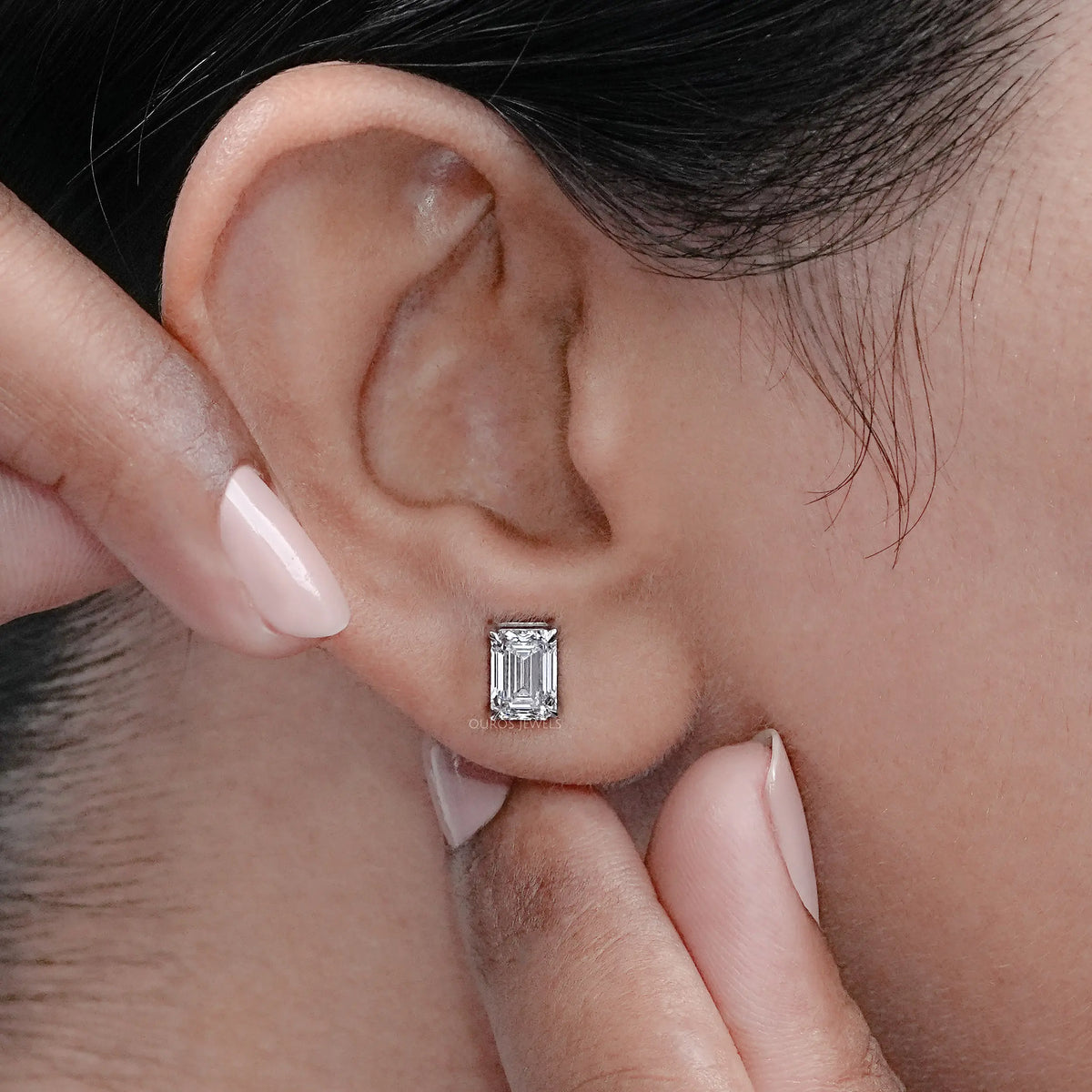 Emerald Cut Lab Grown Diamond Stud Earrings Earring