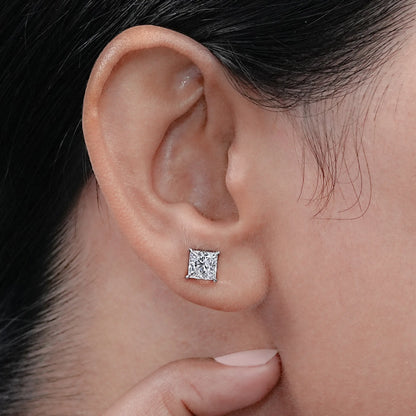 Princess Cut Lab Grown Diamond Stud Earring