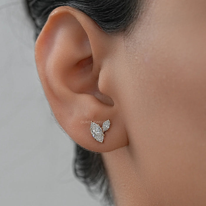 Twin Marquise Lab Diamond Stud Earrings