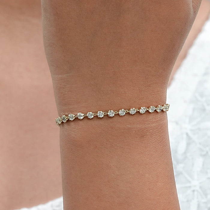 Old European Round Cut Lab Diamond Bracelet Bracelet