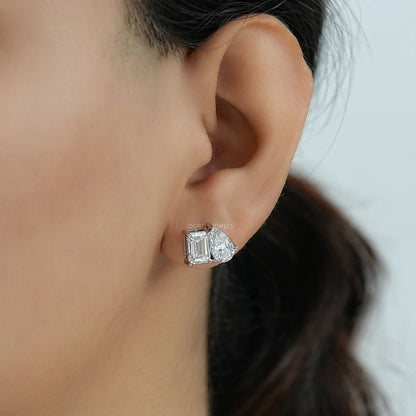 Pear and Emerald Lab Diamond Toi Et Moi Stud