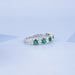 Green Oval Gemstone Half Eternity Wedding Band Rings