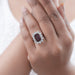 Ruby Elongated Cushion Gemstone Halo Diamond Ring