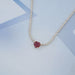 Ruby Heart And Round Diamond Tennis Necklace Necklaces