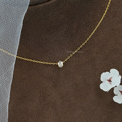 Baguette Lab Diamond Barrel Pendant Necklaces