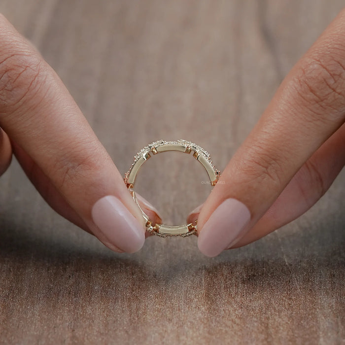 Round Cut Lab Diamond Chain Link Wedding Ring Rings