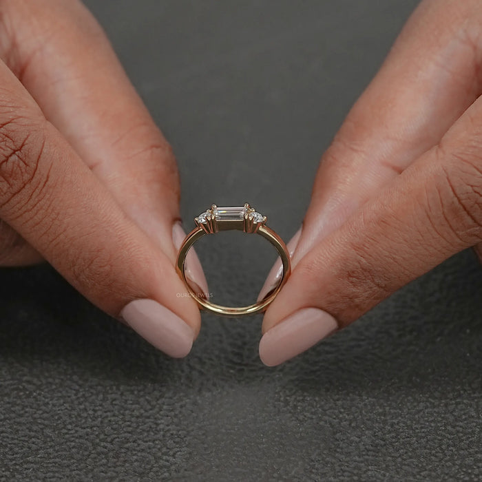 Baguette Cut Lab Diamond Dainty Ring Ring