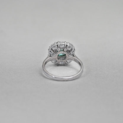 Green Cushion Cut Lab Diamond Halo Engagement Ring Ring