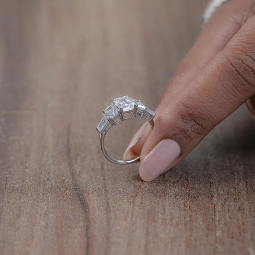 Emerald Lab Diamond Five Stone Engagement Ring Rings