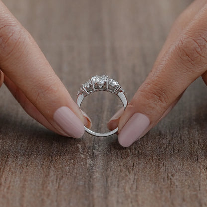 Oval And Trillion Lab Diamond Five Stone Engagement Ring Rings