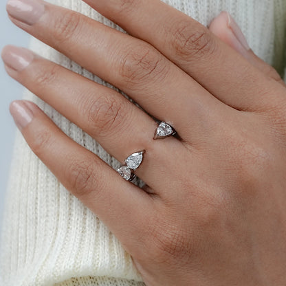 Pear Lab Diamond Open Cuff Wedding Band Rings