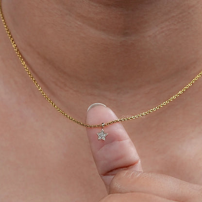 Lab Grown Round Diamond Star Shape Pendant Necklaces