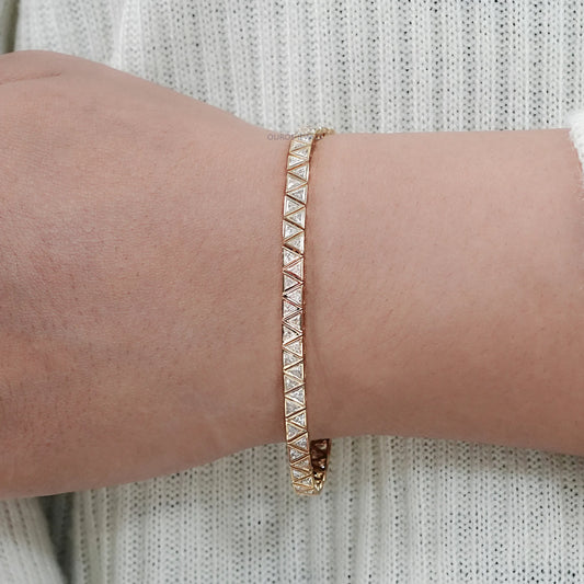 Triangle Cut Bezel Set Tennis Bracelet Bracelet