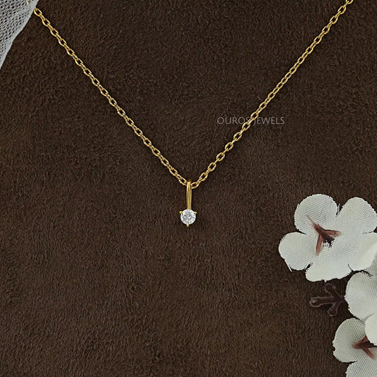 Lab Grown Round Diamond Solitaire Pendant Necklaces