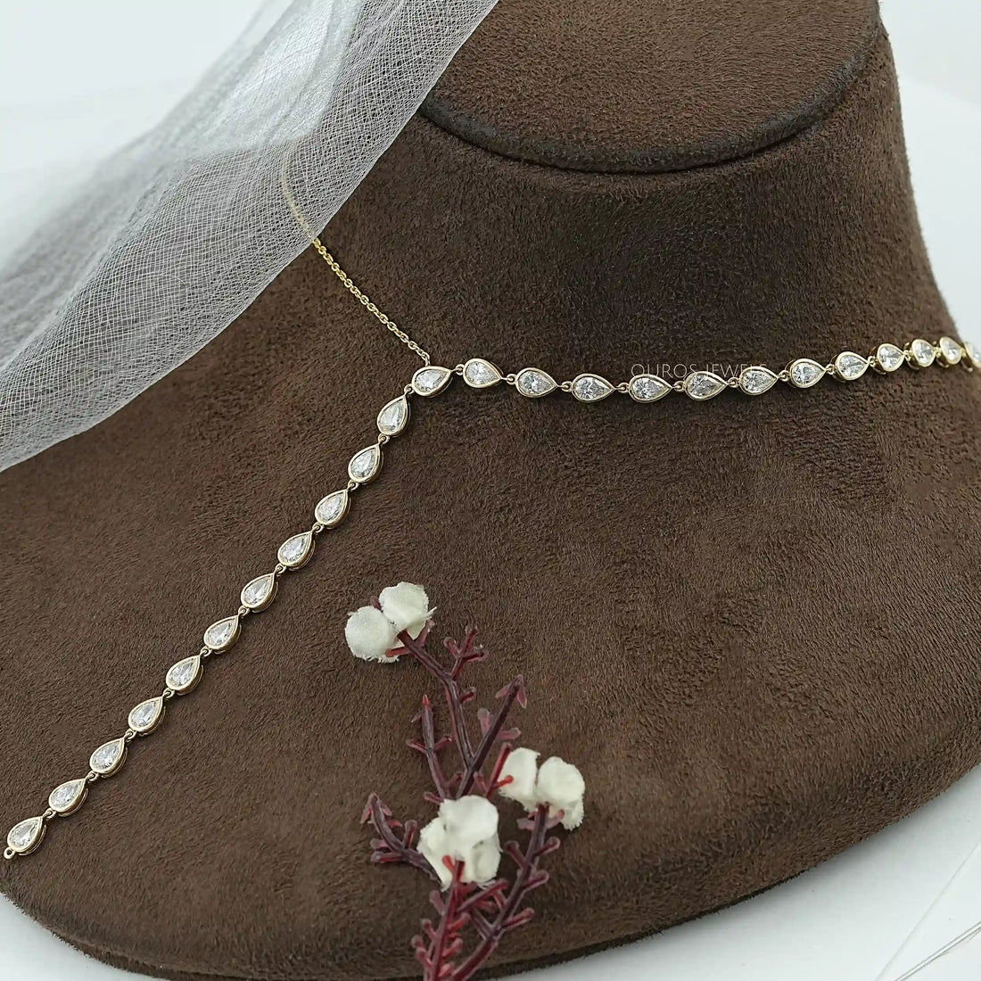 Pear Cut Bezel Y Shape Diamond Necklace Necklaces