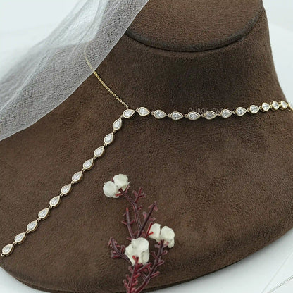 Pear Cut Bezel Y Shape Diamond Necklace Necklaces