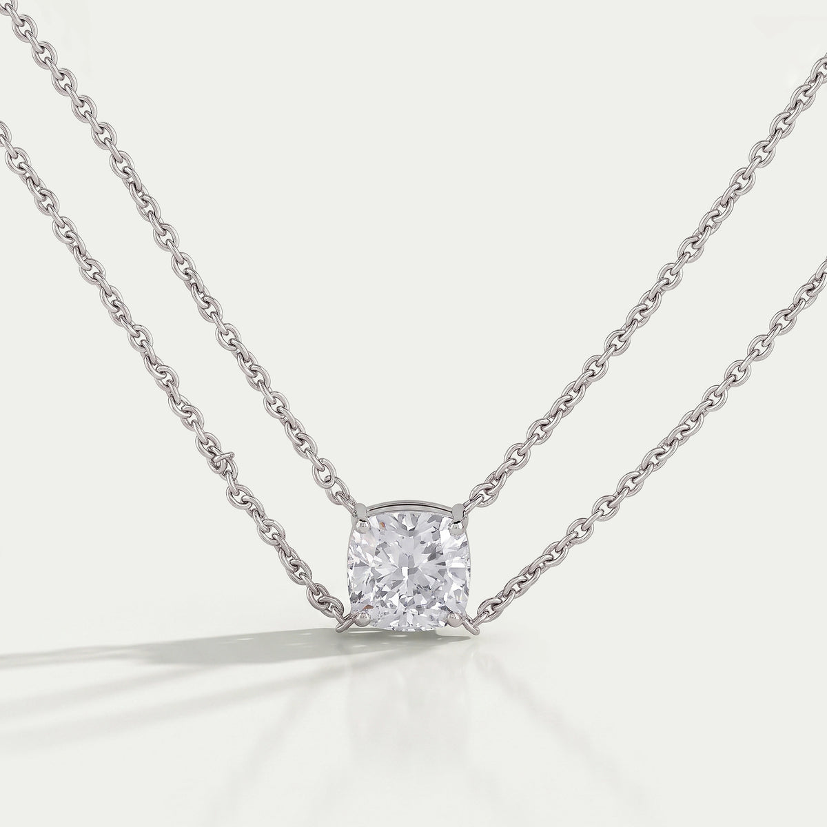 Cushion Cut Lab Diamond Dual Layer Chain Necklace for Women Necklaces