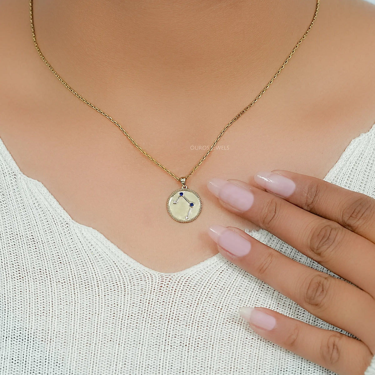 Libra Zodiac Sign Sapphire Gemstone Pendant