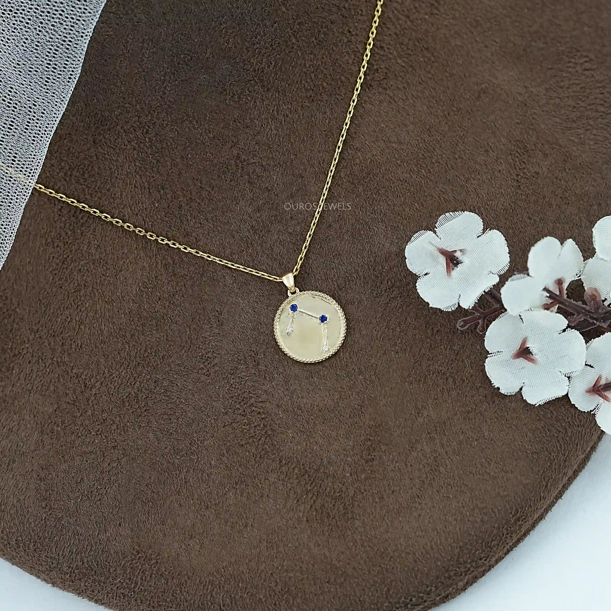 Libra Zodiac Sign Sapphire Gemstone Pendant
