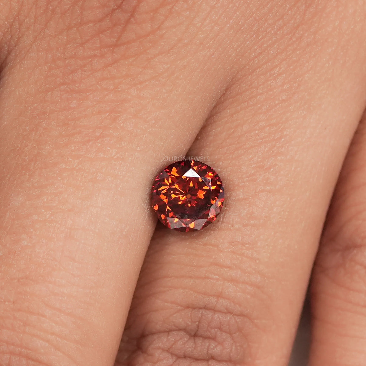 Red Portuguese Round Cut Lab Grown Diamond