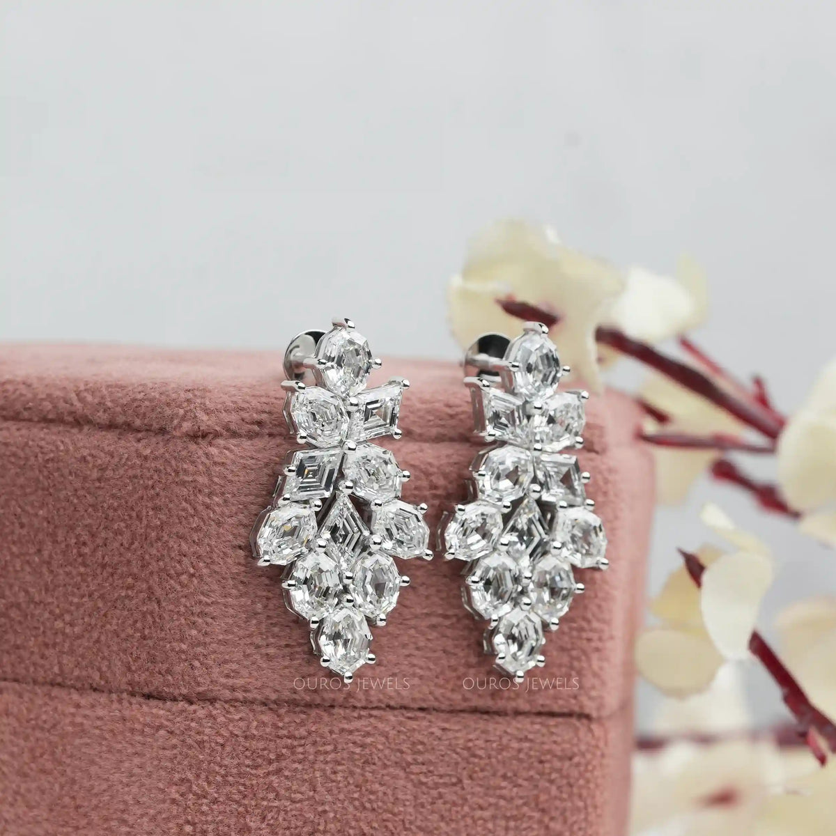 Step Cut Moval And Lonzenge Cut Lab Diamond Earrings Earrings