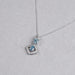 Blue Pear Diamond Halo Floating Pendant Necklaces