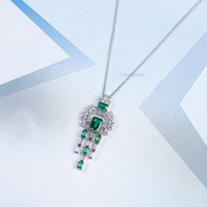 Cluster Diamond And Gemstone Pendant Necklaces