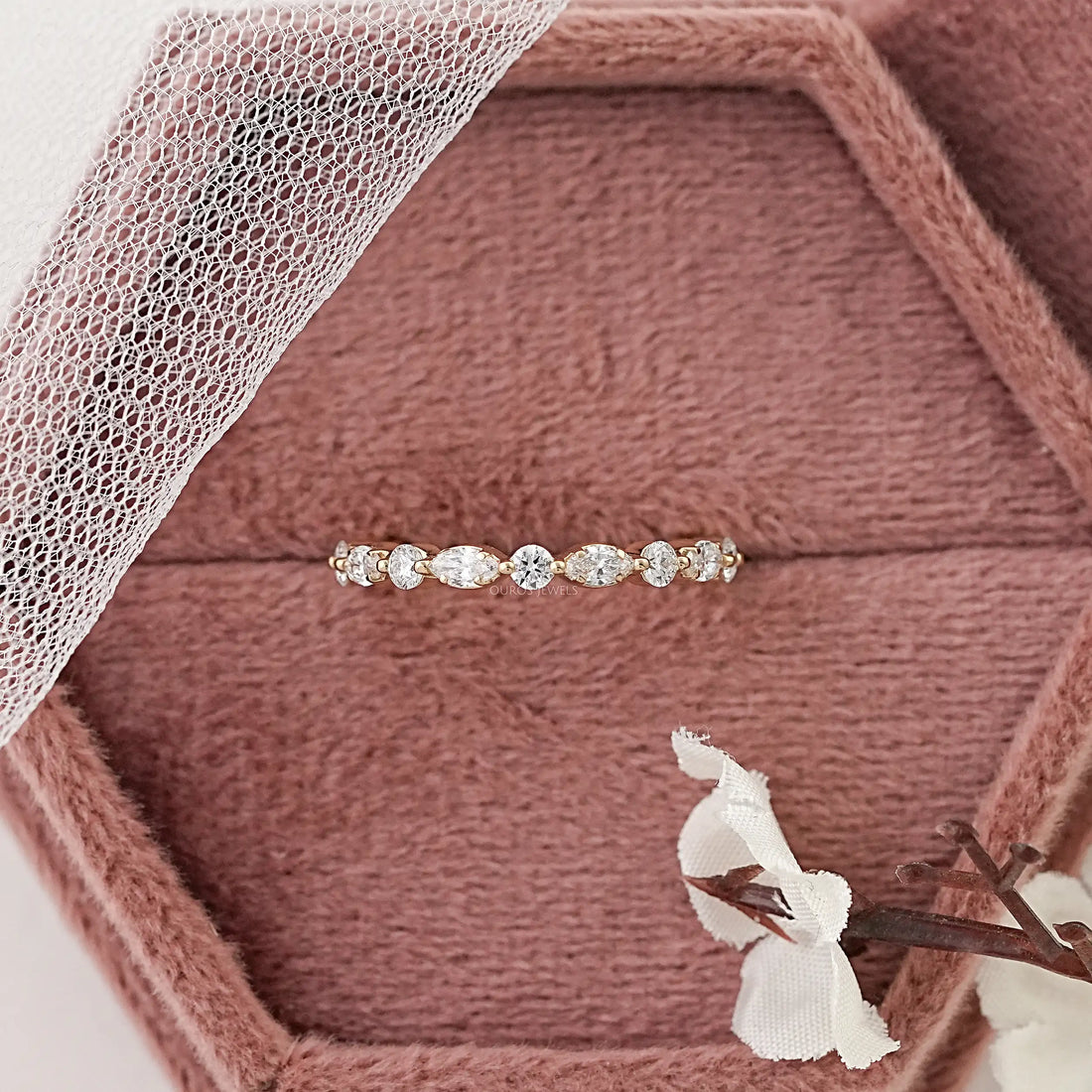 Marquise And Round Diamond Eternity Band Ring