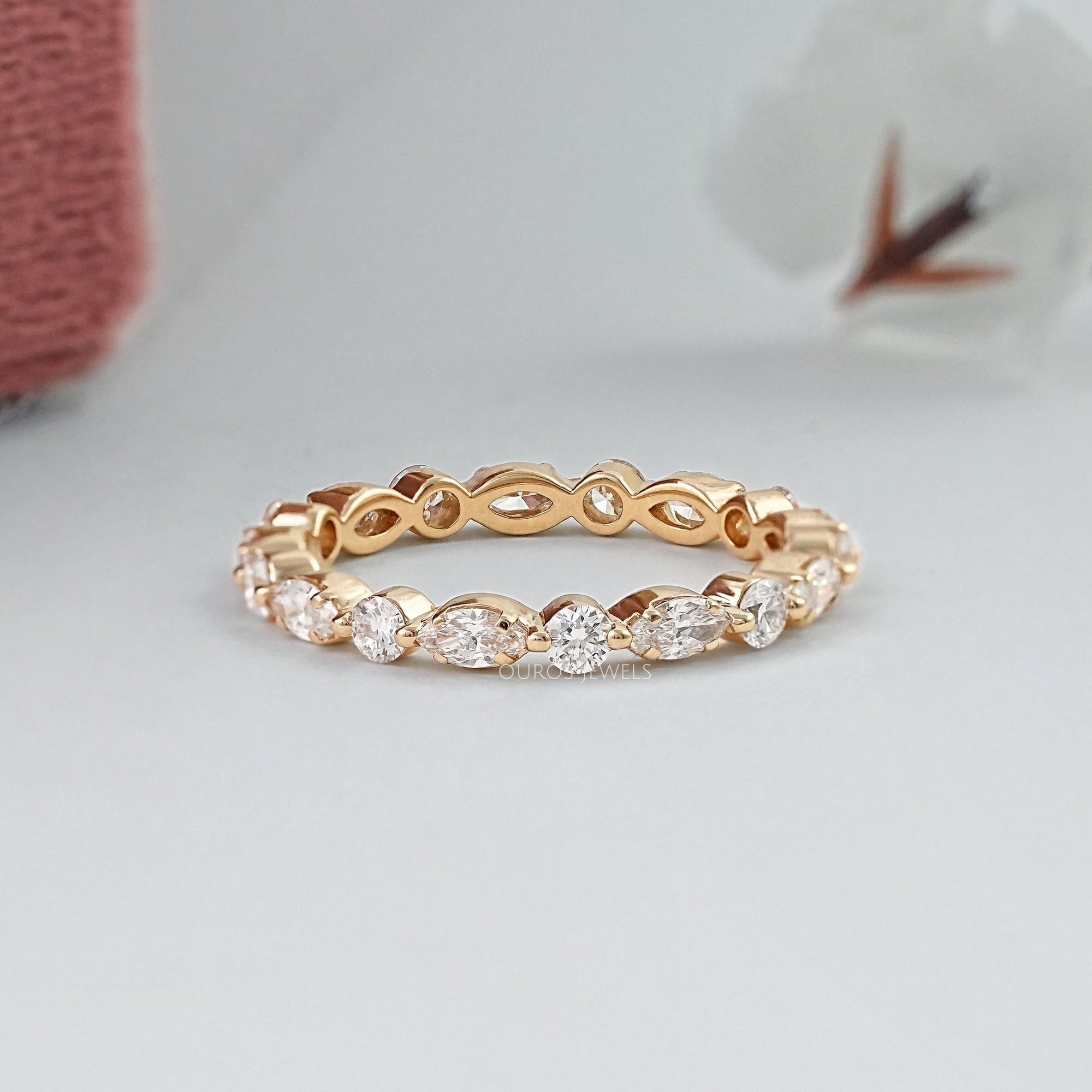 Marquise And Round Diamond Eternity Band Ring