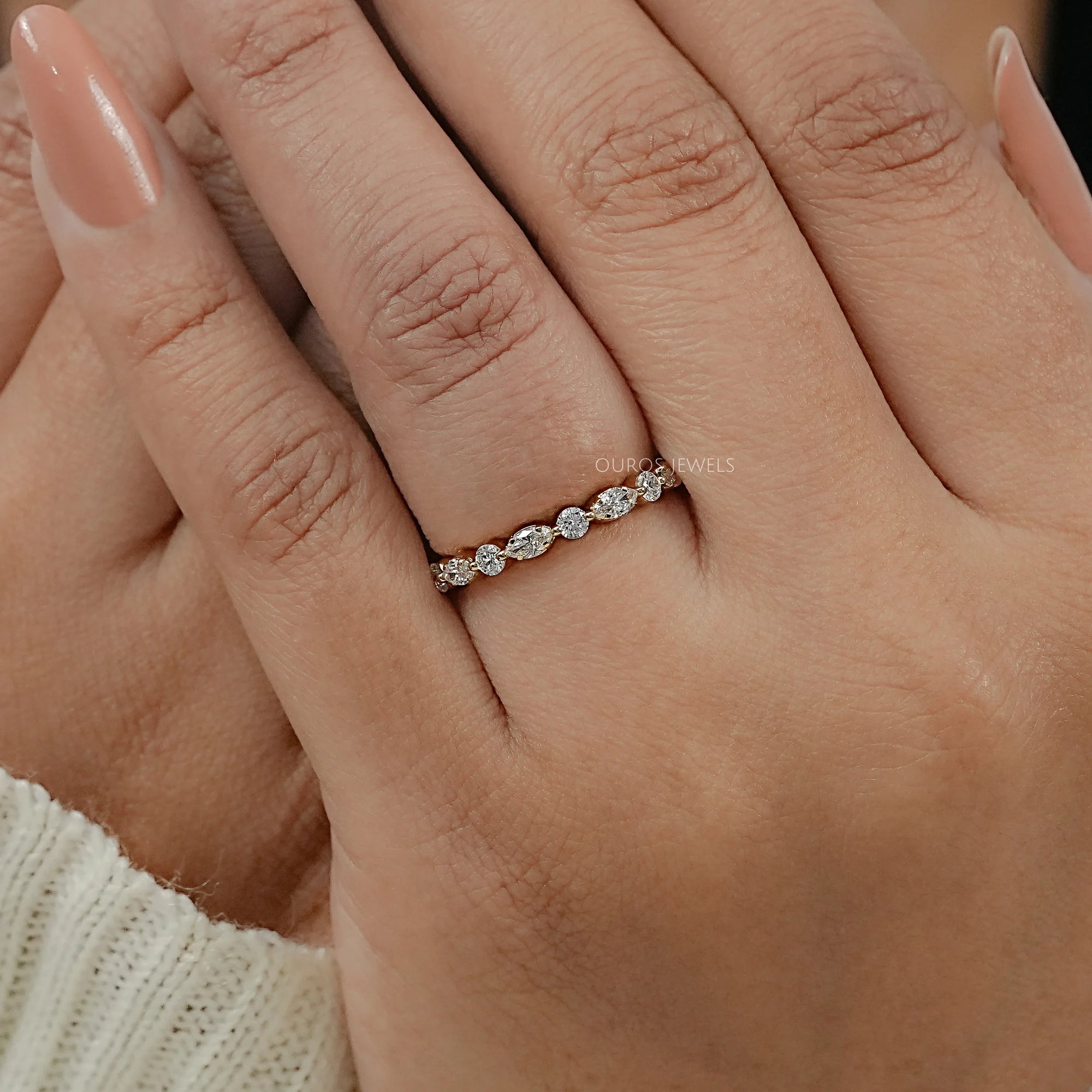 Marquise And Round Diamond Eternity Band Ring