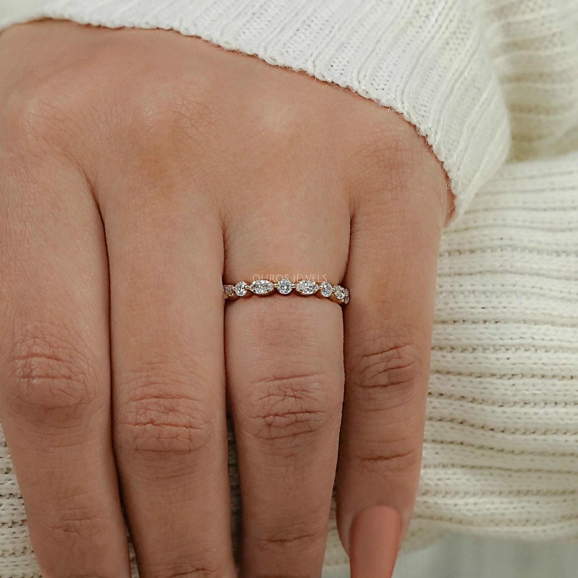 Marquise And Round Diamond Eternity Band Ring