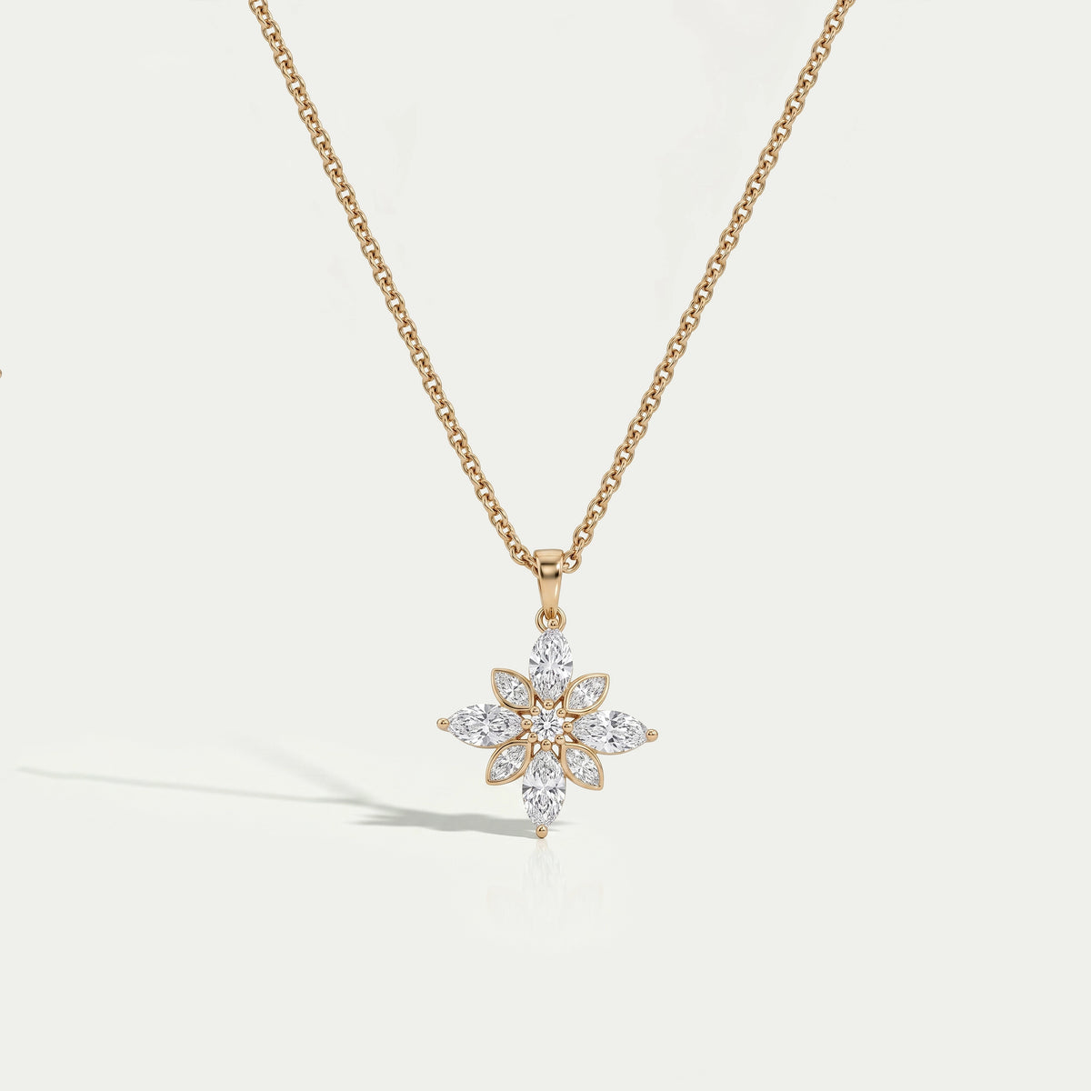 Marquise Cut Bezel Set Cluster Diamond Pendant Necklaces