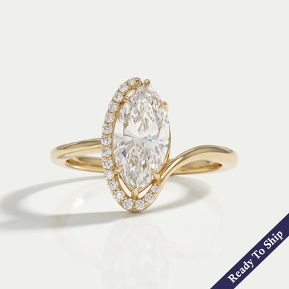 Verlobungsring mit Diamanten im Rosenschliff (rund und birnenförmig)