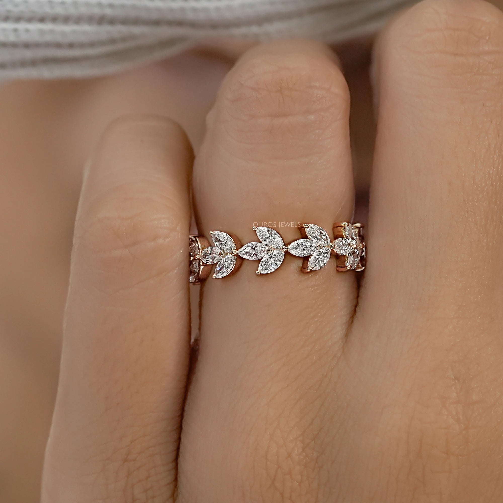 Marquise Diamond Leaf Pattern Eternity Band