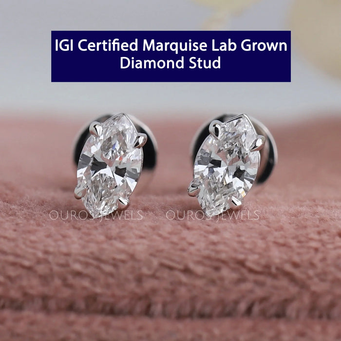 Marquise Cut Lab Grown Diamond Stud Earrings Earring