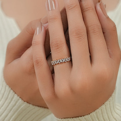 Marquise And Round Lab Diamond Dainty Ring Ring
