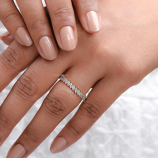 Marquise Cut Lab Grown Diamond Eternity Wedding Band Rings
