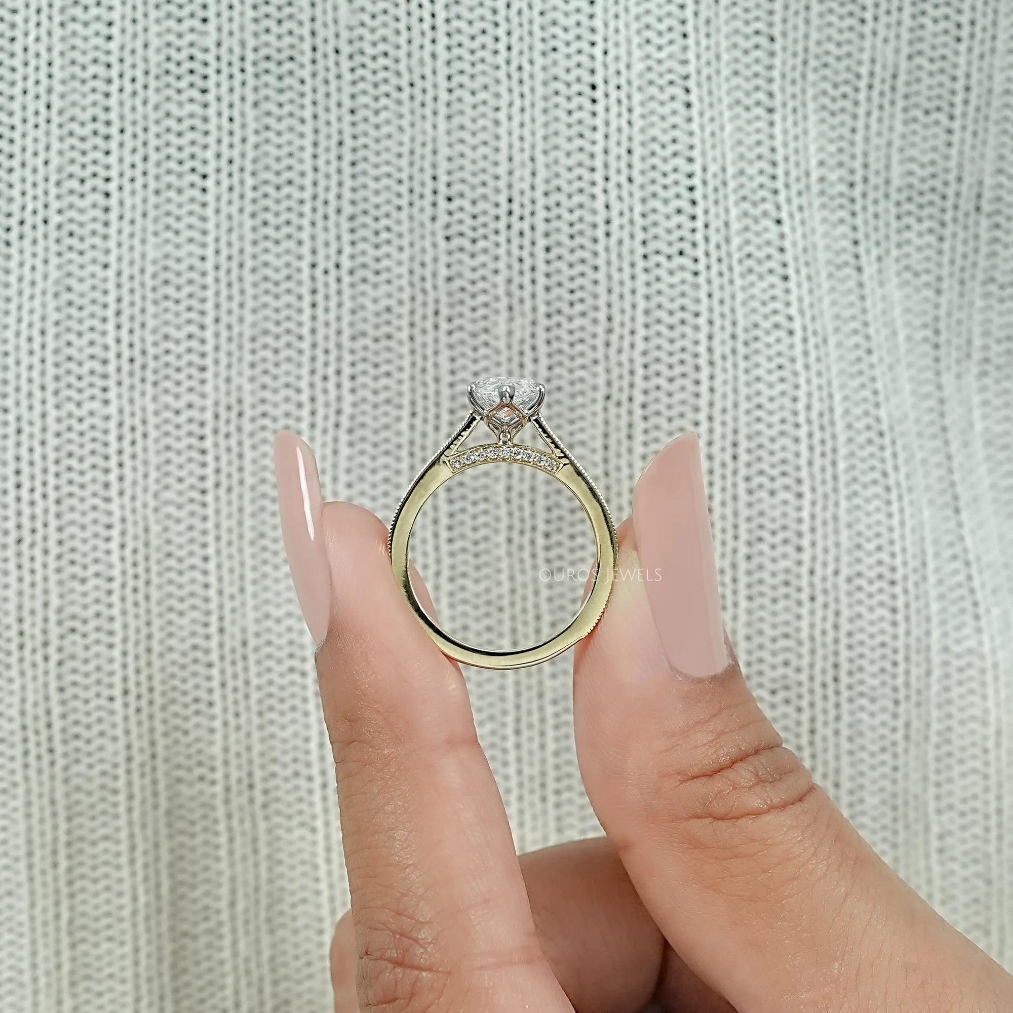 Marquise Lab Diamond Engraving Ring