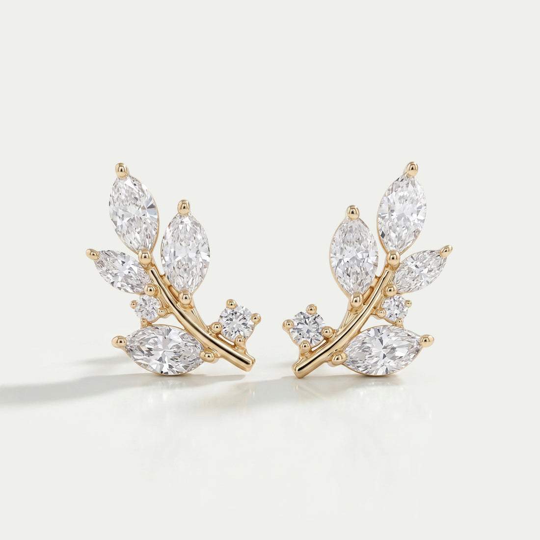 Marquise And Round Lab Diamond Leaf Earrings Earrings