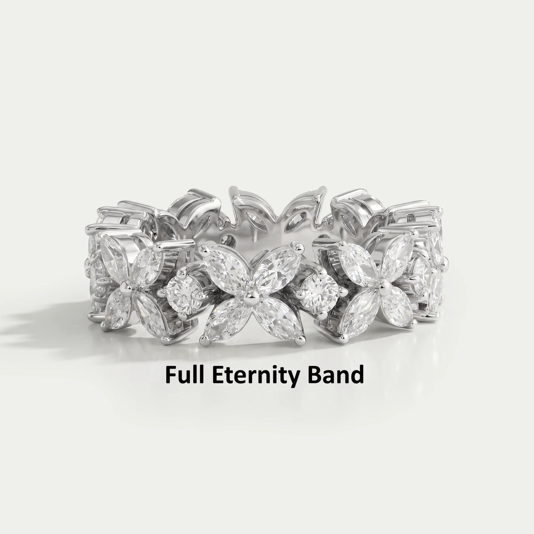 Marquise And Round Diamond Flower Wedding Band
