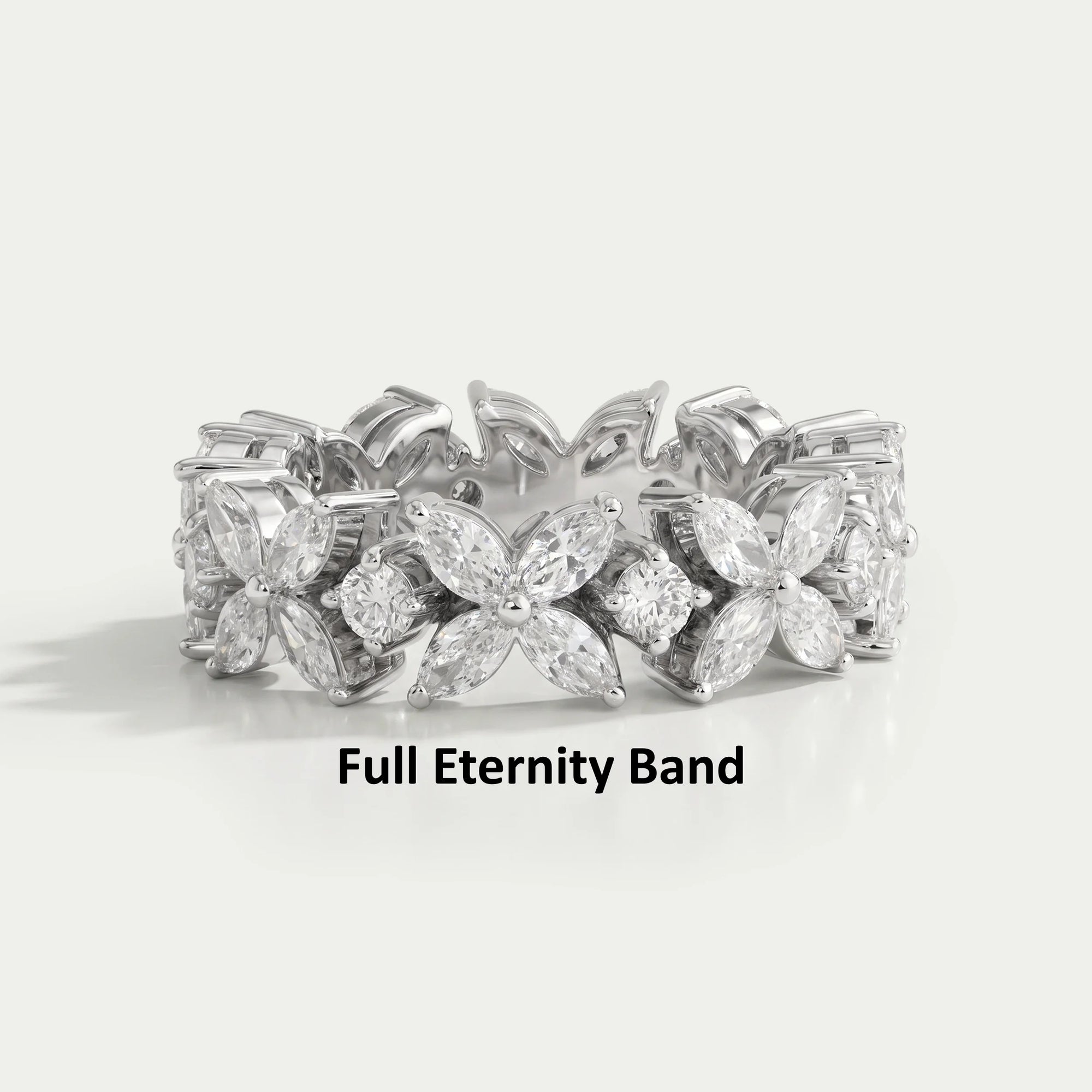 Marquise And Round Diamond Flower Wedding Band